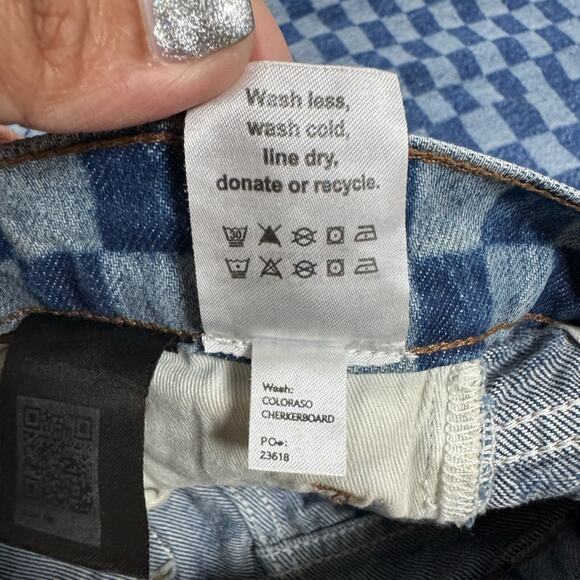 Reformation Women’s Cynthia Checkerboard High Rise Straight Jeans Button Fly 28 - Picture 9 of 14